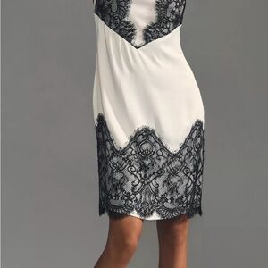 Elegant Lace Trim tshirt dress- Black & White